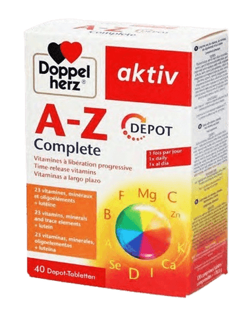 Embalagem do multivitamínico com luteína Doppel Herz A-Z Complete, 40 comprimidos depot.
