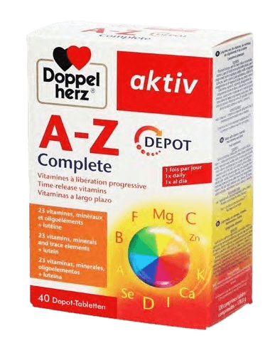 Embalagem do multivitamínico com luteína Doppel Herz A-Z Complete, 40 comprimidos depot.