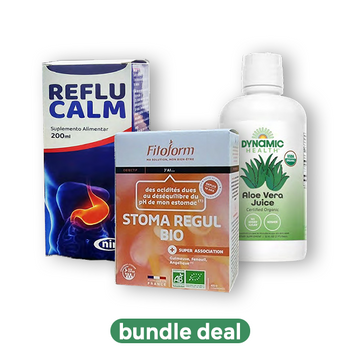 Pack Saúde Digestiva - Equilíbrio Intestinal com Reflu Calm, Stoma Regul Bio e suco de Aloe Vera.